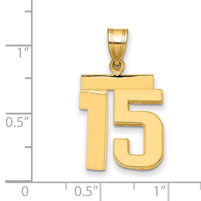 10K Yellow Gold Medium Polished Number 15 Charm