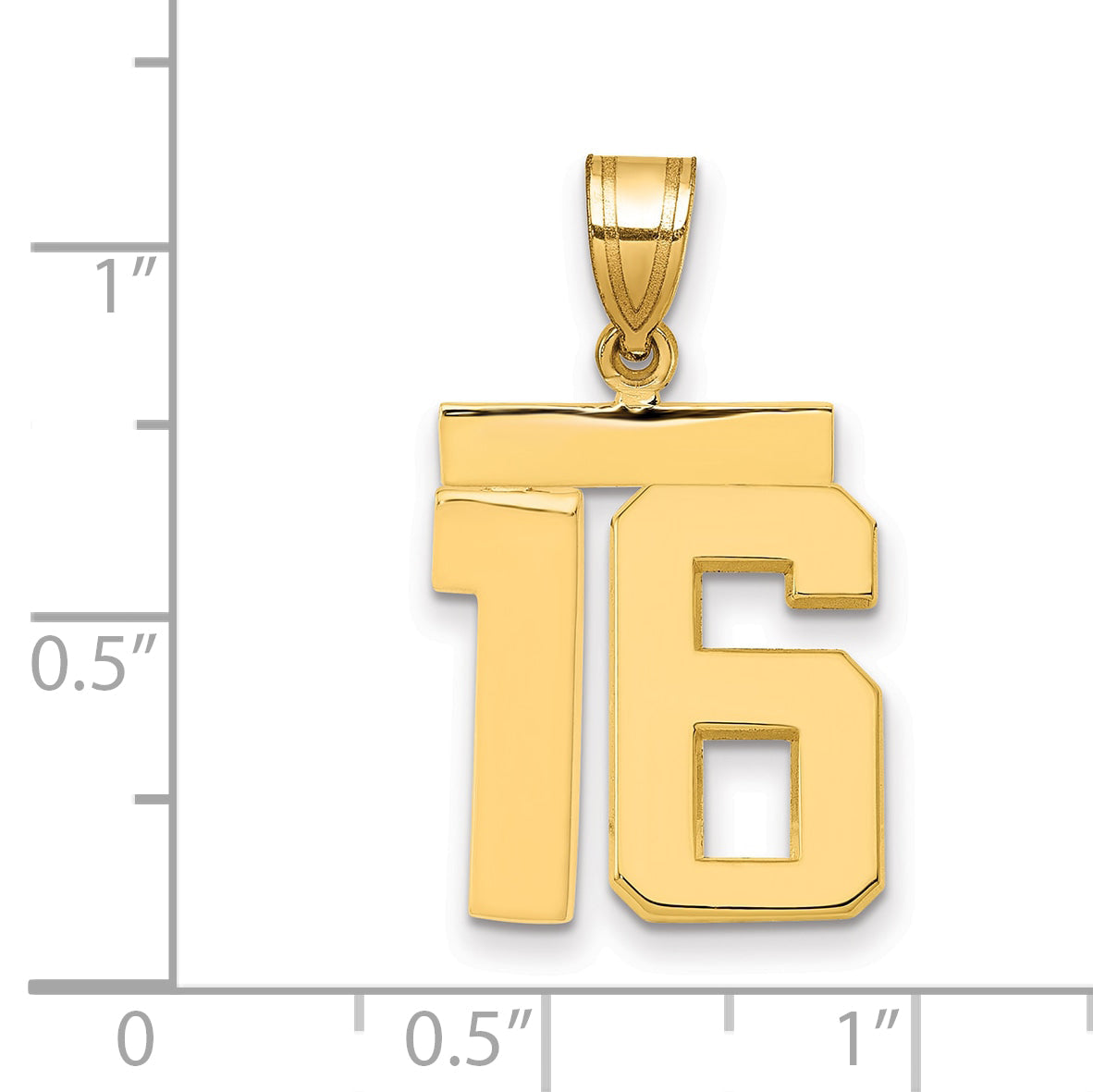 10K Yellow Gold Medium Polished Number 16 Charm