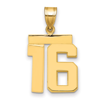 10K Yellow Gold Medium Polished Number 16 Charm