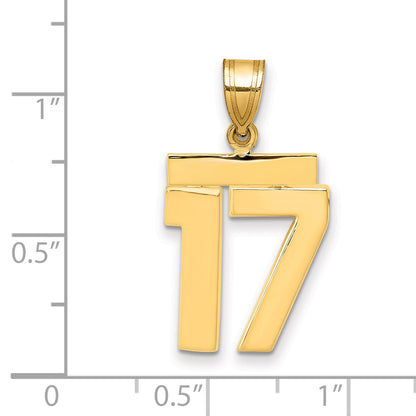 10K Yellow Gold Medium Polished Number 17 Charm