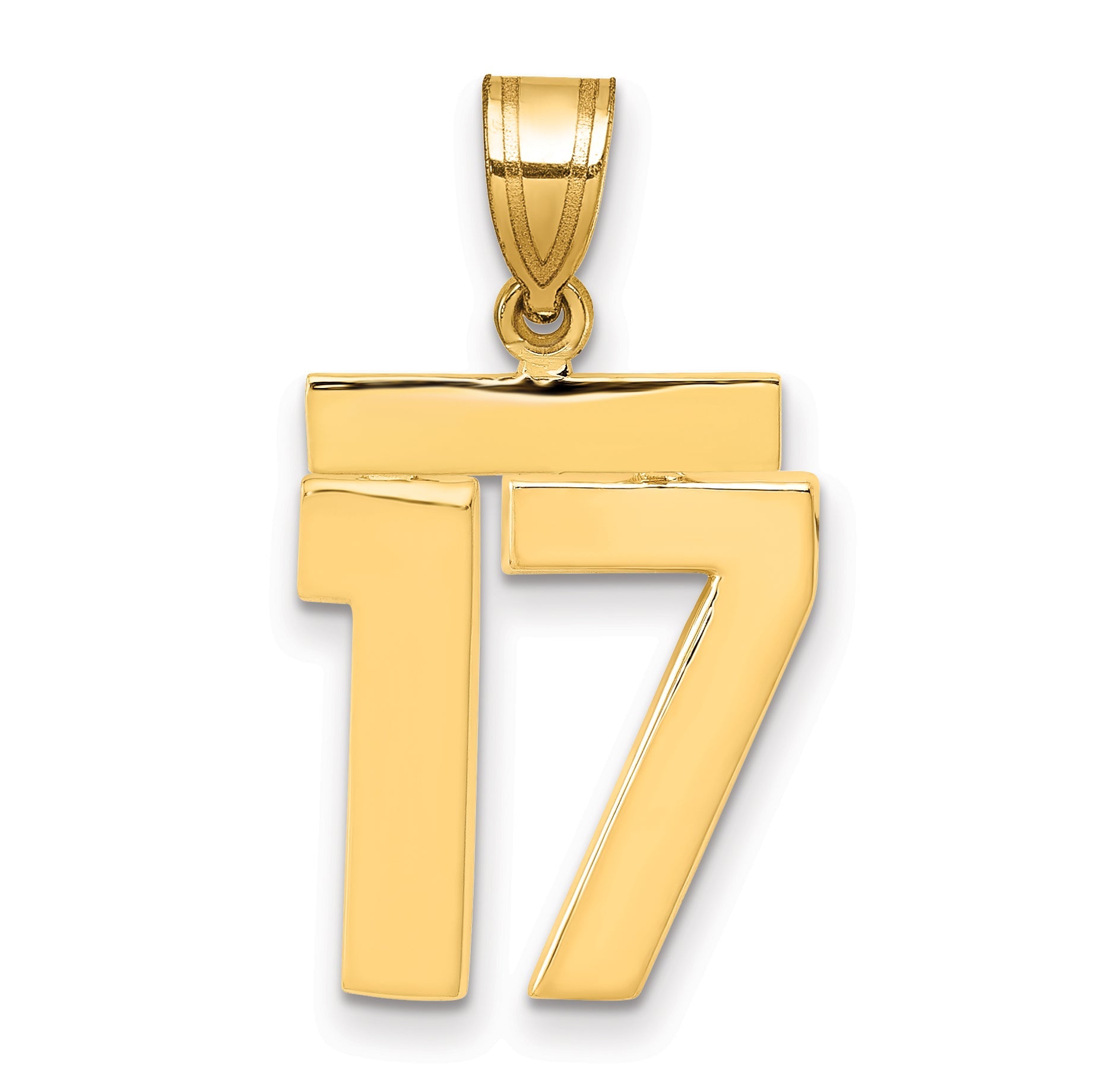 10K Yellow Gold Medium Polished Number 17 Charm