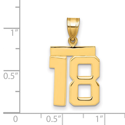 10K Yellow Gold Medium Polished Number 18 Charm