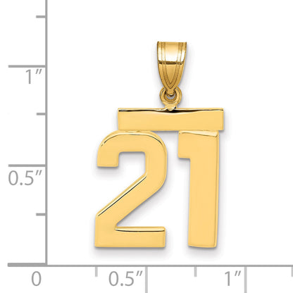 10K Yellow Gold Medium Polished Number 21 Charm