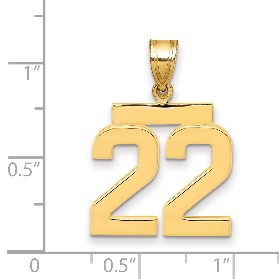 10K Yellow Gold Medium Polished Number 22 Charm