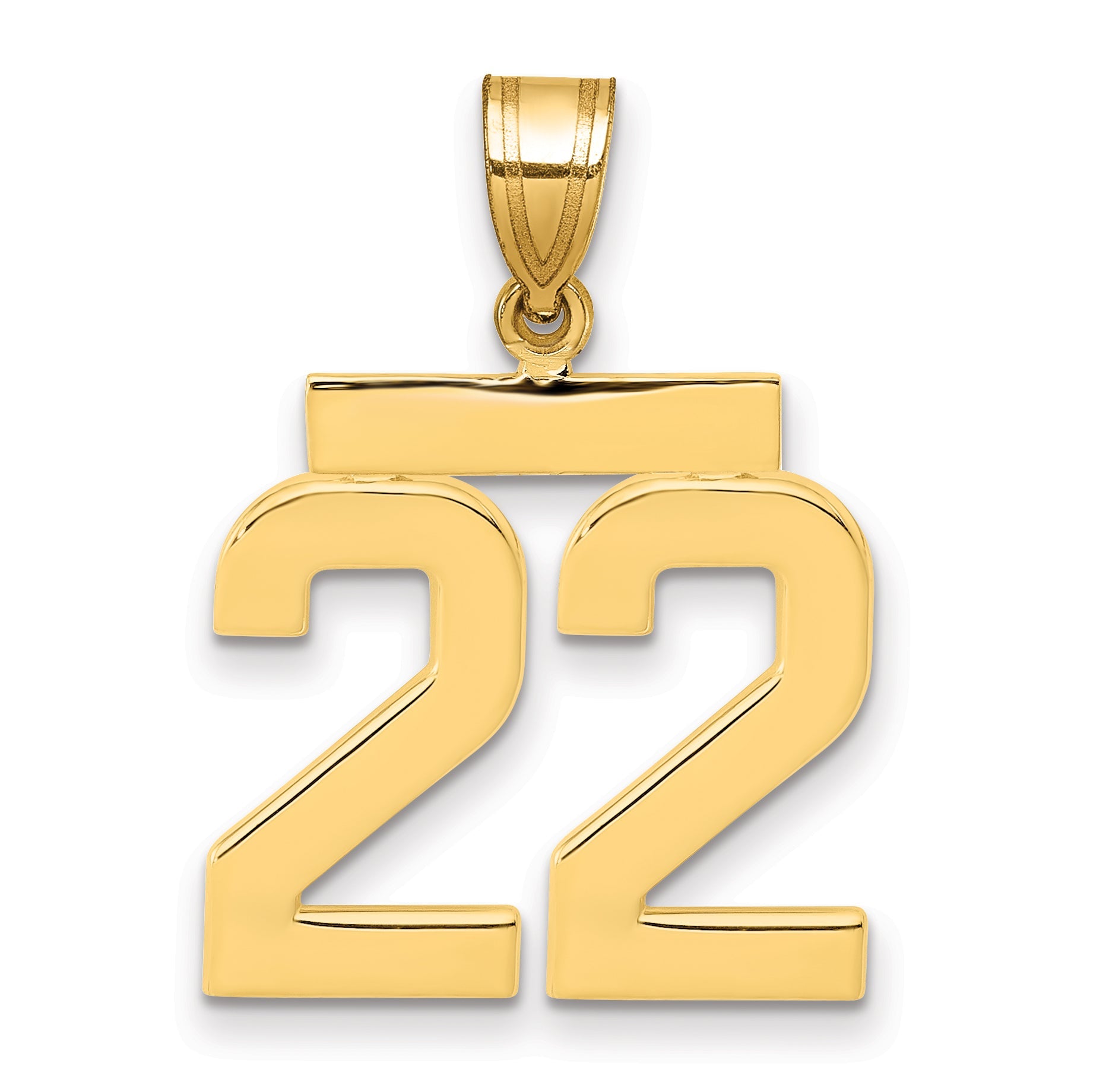 10K Yellow Gold Medium Polished Number 22 Charm