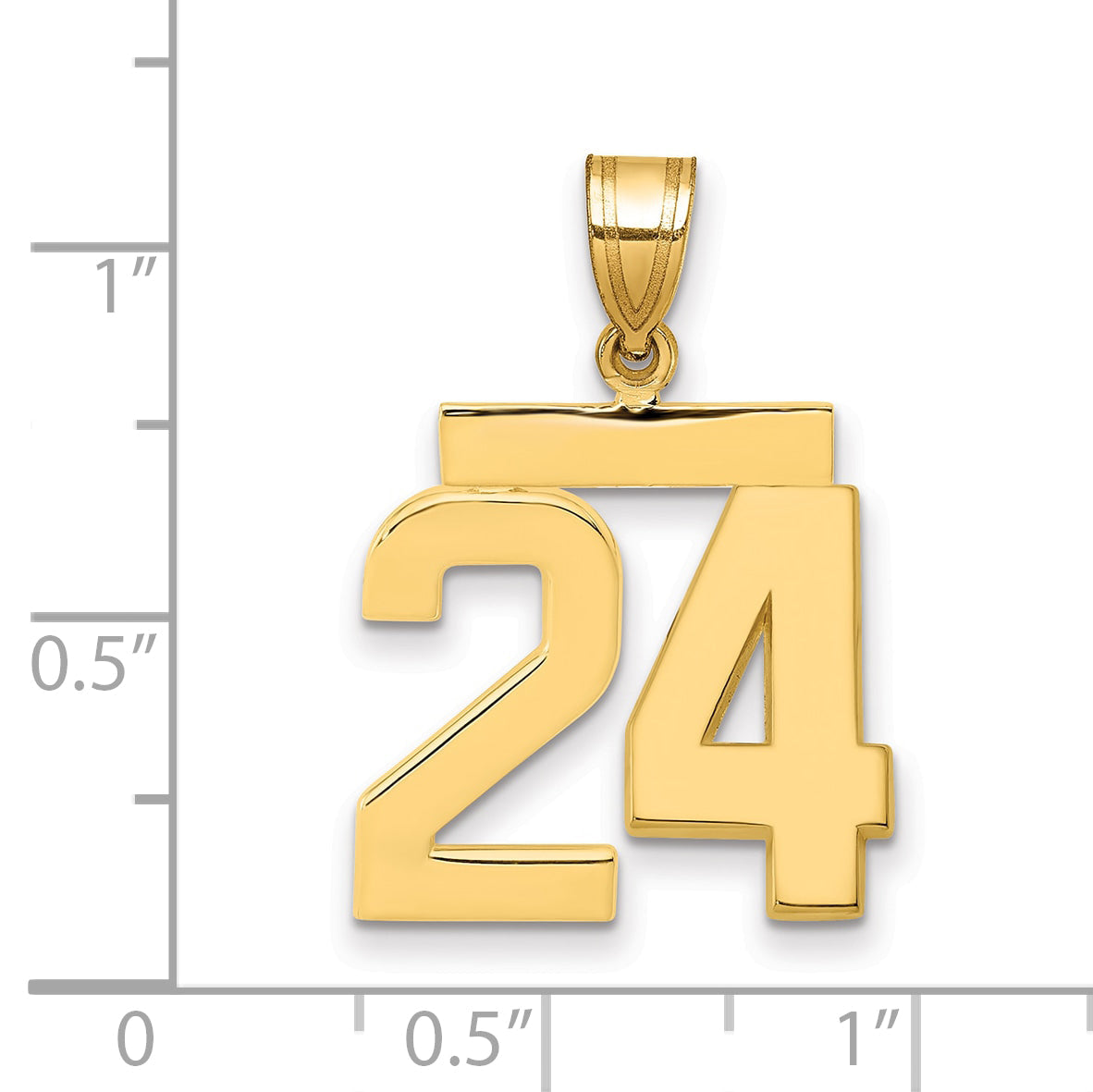10K Yellow Gold Medium Polished Number 24 Charm