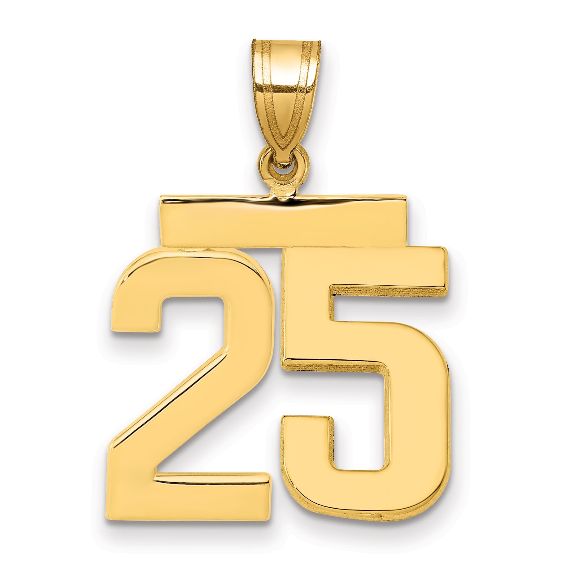 10K Yellow Gold Medium Polished Number 25 Charm