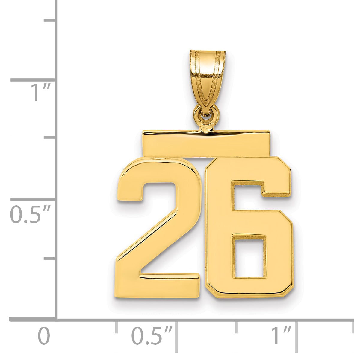 10K Yellow Gold Medium Polished Number 26 Charm