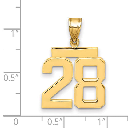 10K Yellow Gold Medium Polished Number 28 Charm