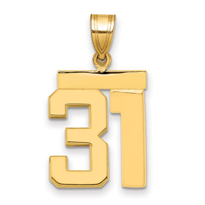 10K Yellow Gold Medium Polished Number 31 Charm