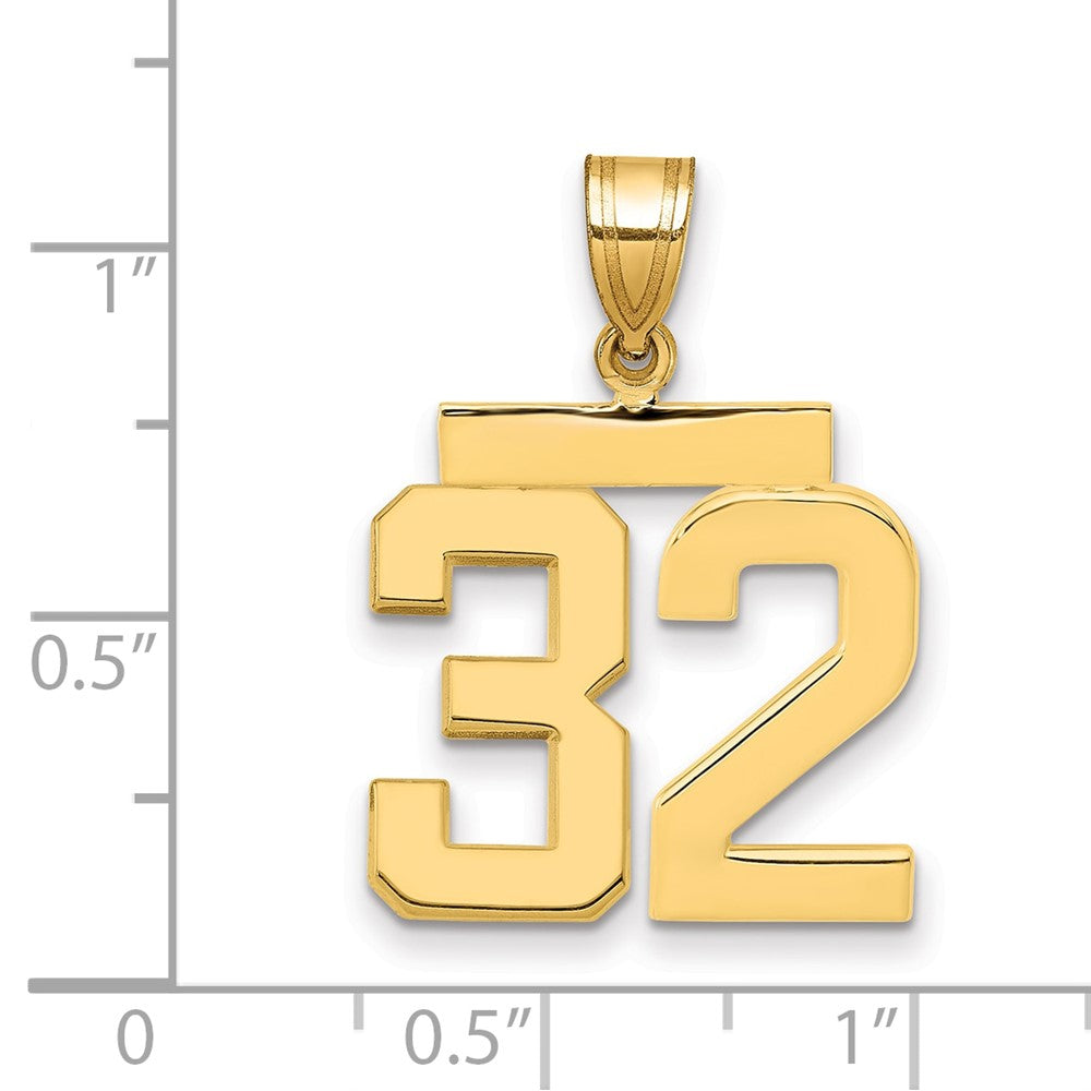 10K Yellow Gold Medium Polished Number 32 Charm