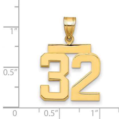 10K Yellow Gold Medium Polished Number 32 Charm