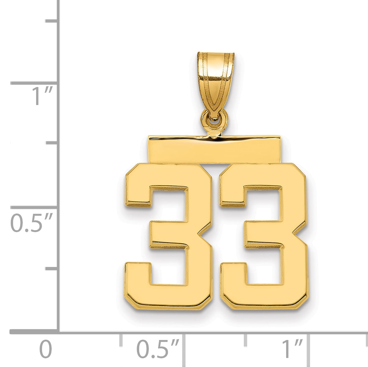 10K Yellow Gold Medium Polished Number 33 Charm