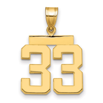 10K Yellow Gold Medium Polished Number 33 Charm