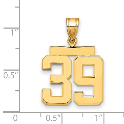 10K Yellow Gold Medium Polished Number 39 Charm