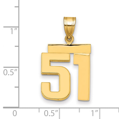 10K Yellow Gold Medium Polished Number 51 Charm