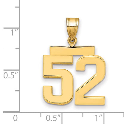 10K Yellow Gold Medium Polished Number 52 Charm