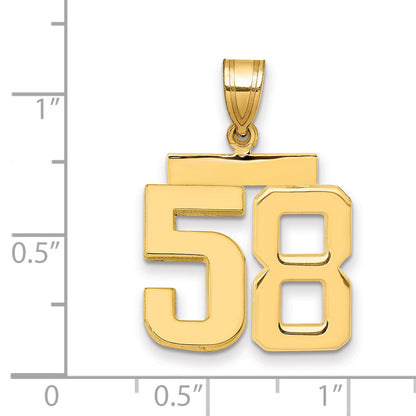 10K Yellow Gold Medium Polished Number 58 Charm