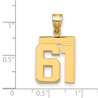 10K Yellow Gold Medium Polished Number 61 Charm