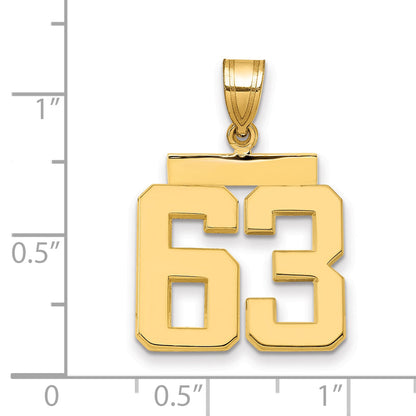 10K Yellow Gold Medium Polished Number 63 Charm