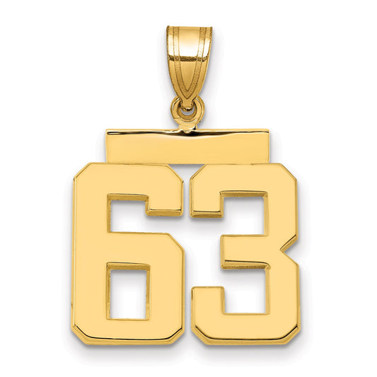 10K Yellow Gold Medium Polished Number 63 Charm