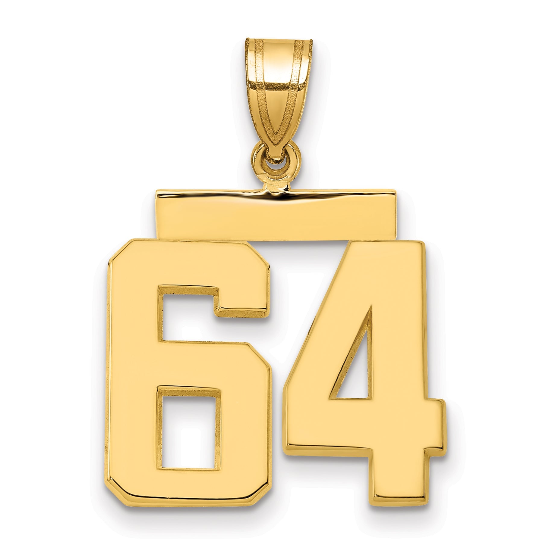 10K Yellow Gold Medium Polished Number 64 Charm