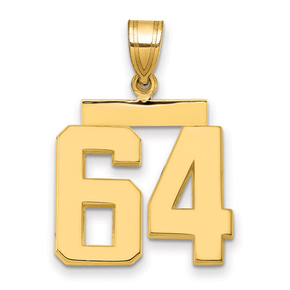 10K Yellow Gold Medium Polished Number 64 Charm