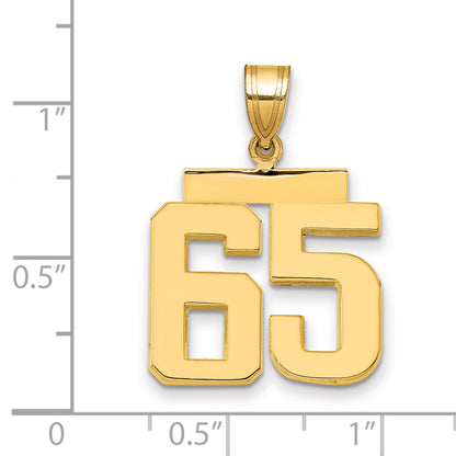 10K Yellow Gold Medium Polished Number 65 Charm
