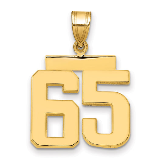 10K Yellow Gold Medium Polished Number 65 Charm