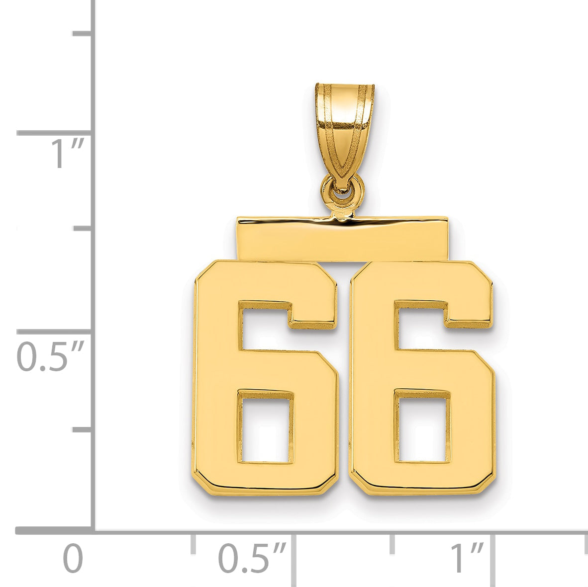 10K Yellow Gold Medium Polished Number 66 Charm