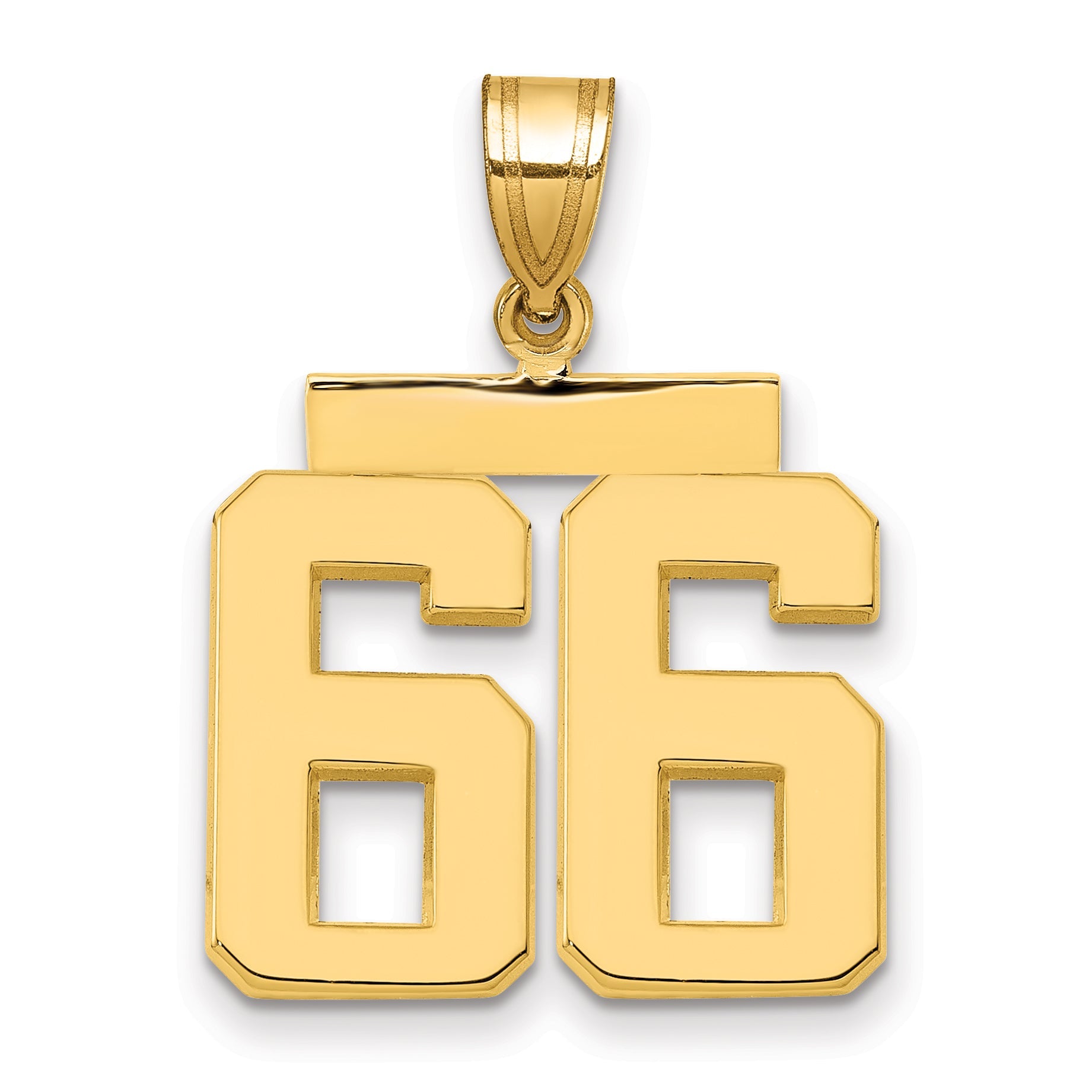 10K Yellow Gold Medium Polished Number 66 Charm