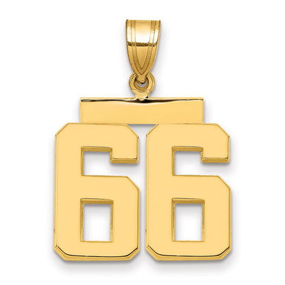 10K Yellow Gold Medium Polished Number 66 Charm