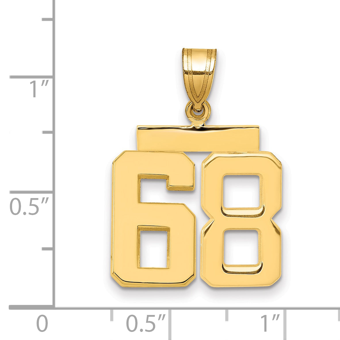 10K Yellow Gold Medium Polished Number 68 Charm