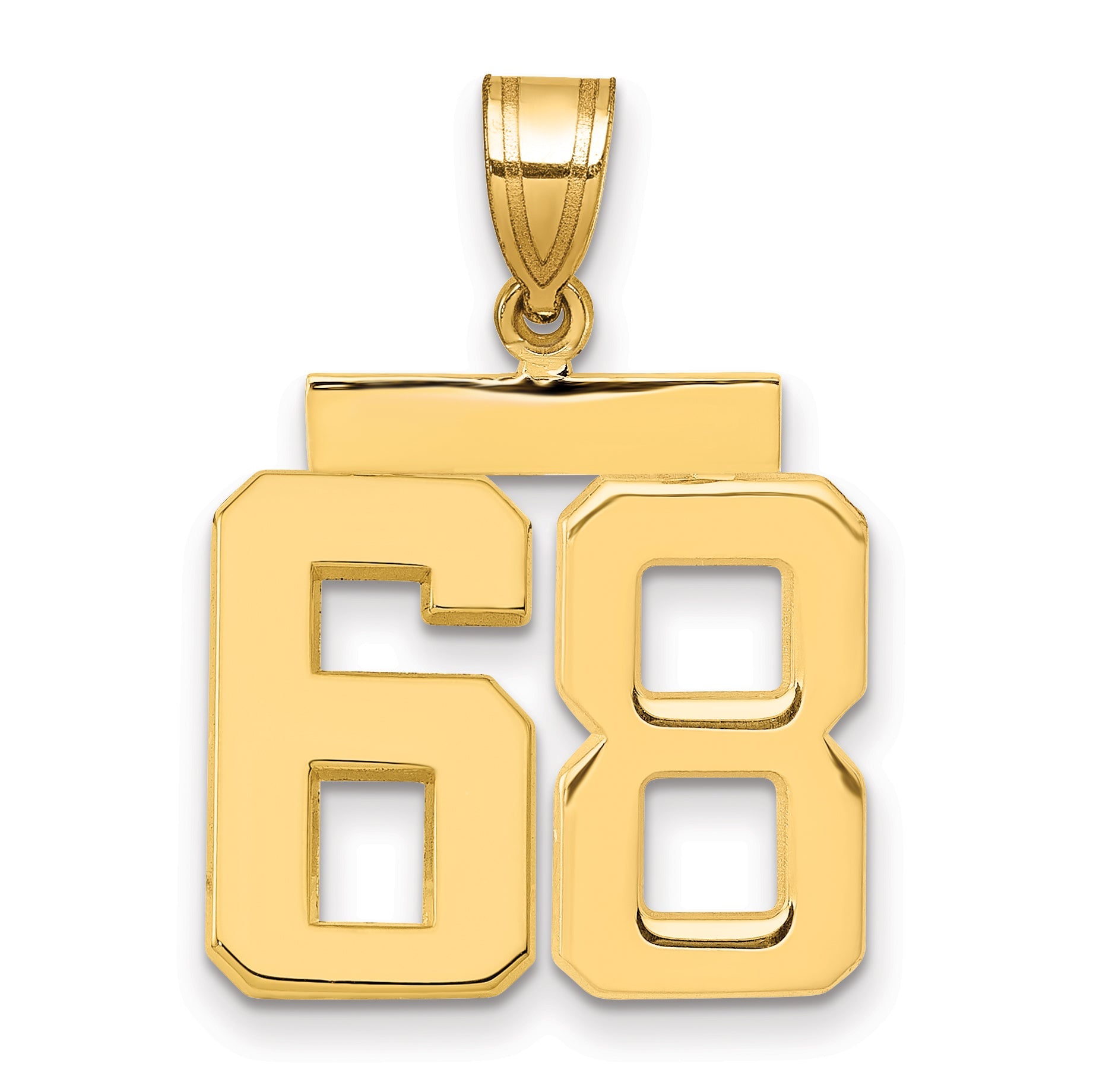 10K Yellow Gold Medium Polished Number 68 Charm
