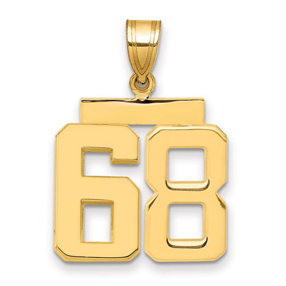 10K Yellow Gold Medium Polished Number 68 Charm