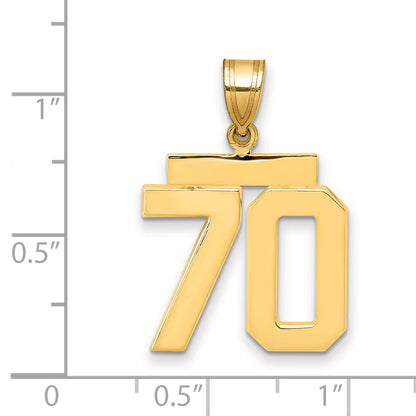 10K Yellow Gold Medium Polished Number 70 Charm
