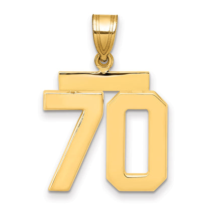 10K Yellow Gold Medium Polished Number 70 Charm