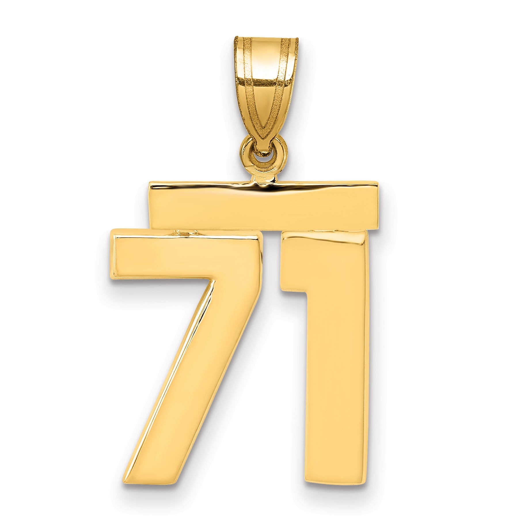 10K Yellow Gold Medium Polished Number 71 Charm