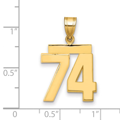 10K Yellow Gold Medium Polished Number 74 Charm
