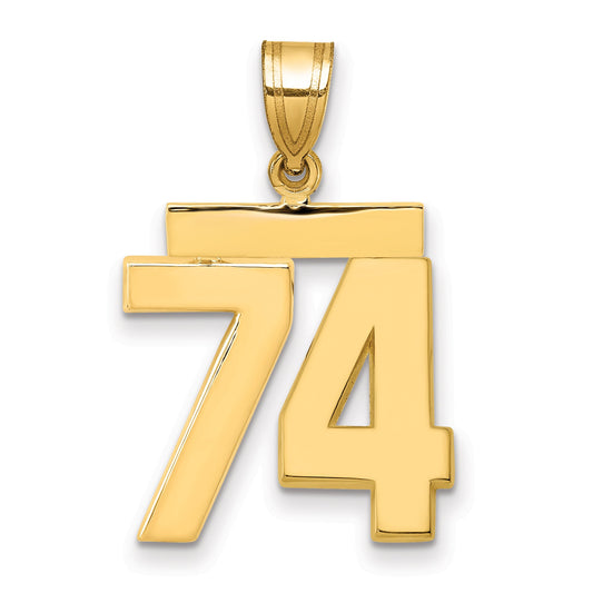 10K Yellow Gold Medium Polished Number 74 Charm