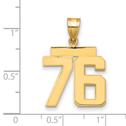 10K Yellow Gold Medium Polished Number 76 Charm