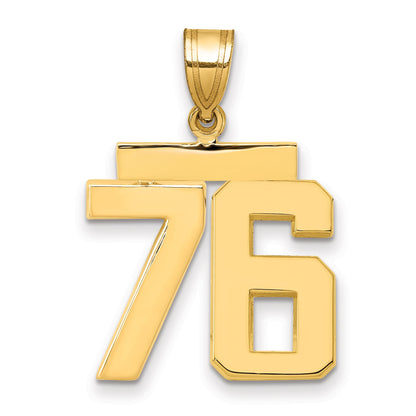 10K Yellow Gold Medium Polished Number 76 Charm