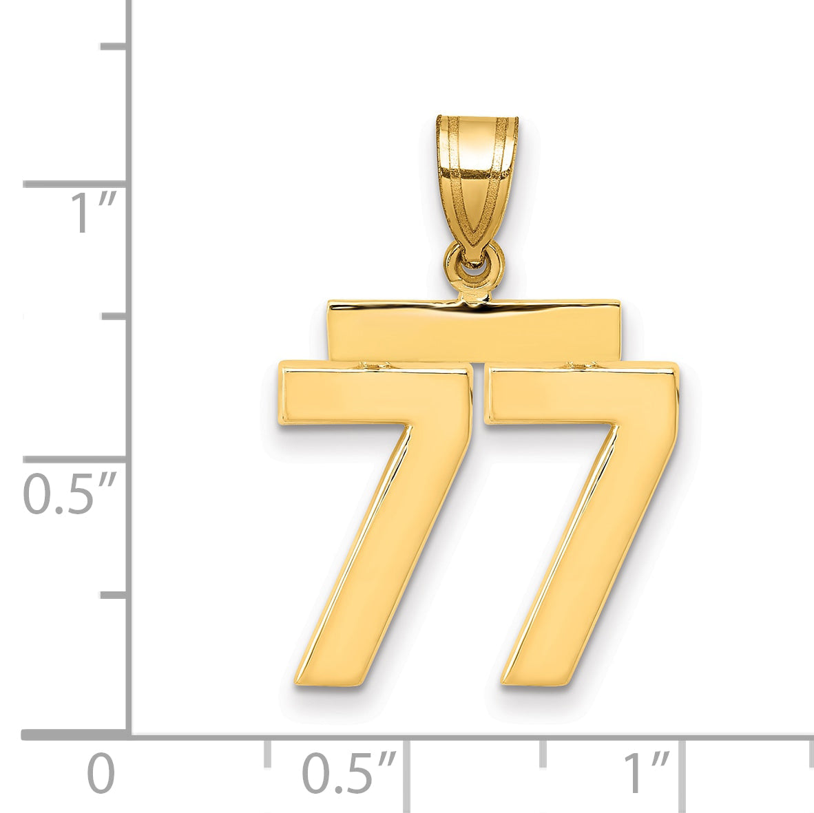 10K Yellow Gold Medium Polished Number 77 Charm