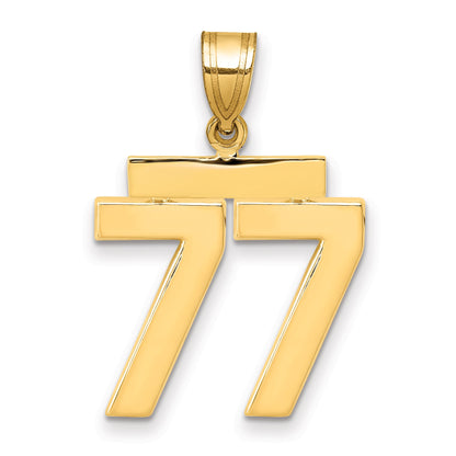 10K Yellow Gold Medium Polished Number 77 Charm