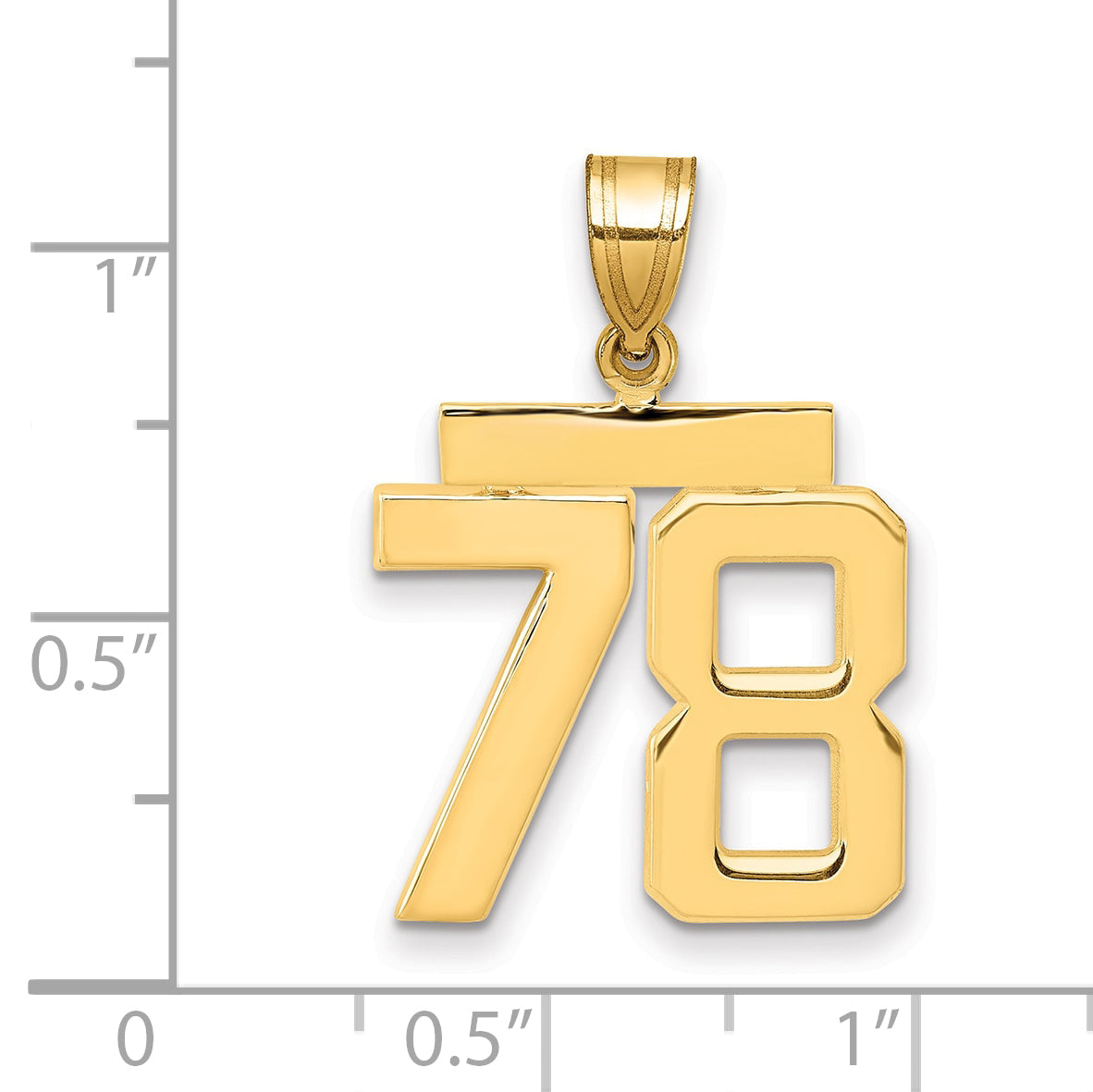 10K Yellow Gold Medium Polished Number 78 Charm