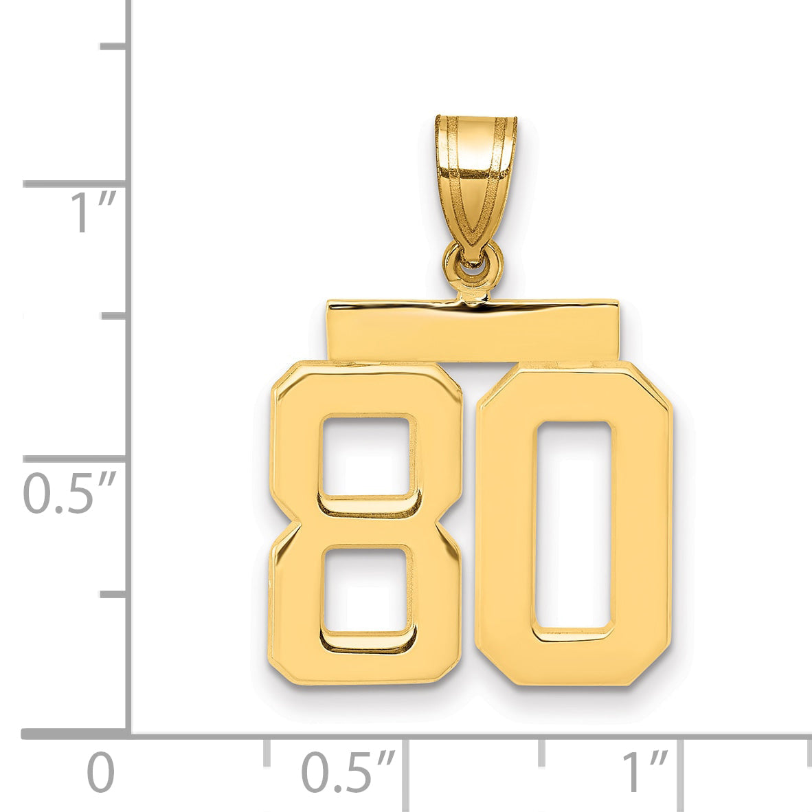 10K Yellow Gold Medium Polished Number 80 Charm