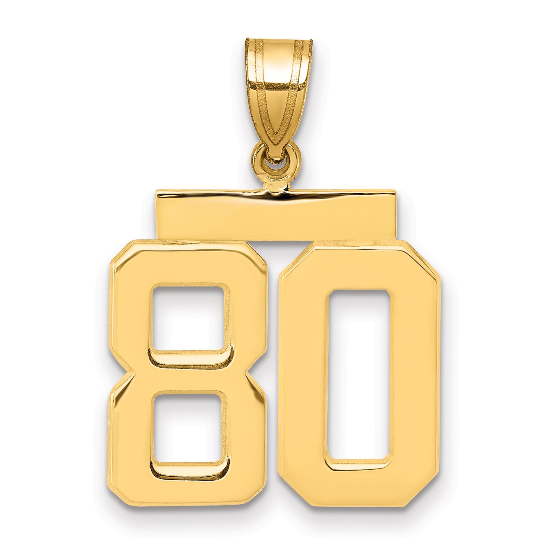 10K Yellow Gold Medium Polished Number 80 Charm