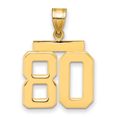10K Yellow Gold Medium Polished Number 80 Charm