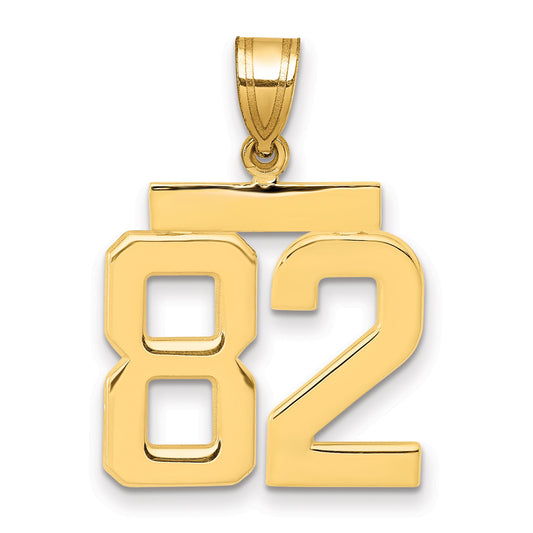 10K Yellow Gold Medium Polished Number 82 Charm