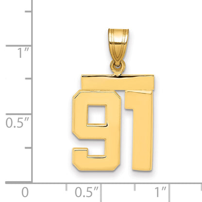 10K Yellow Gold Medium Polished Number 91 Charm